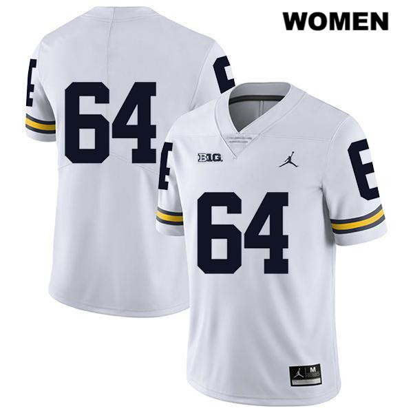Women's NCAA Michigan Wolverines Mahdi Hazime #64 No Name White Jordan Brand Authentic Stitched Legend Football College Jersey DO25I03KK
